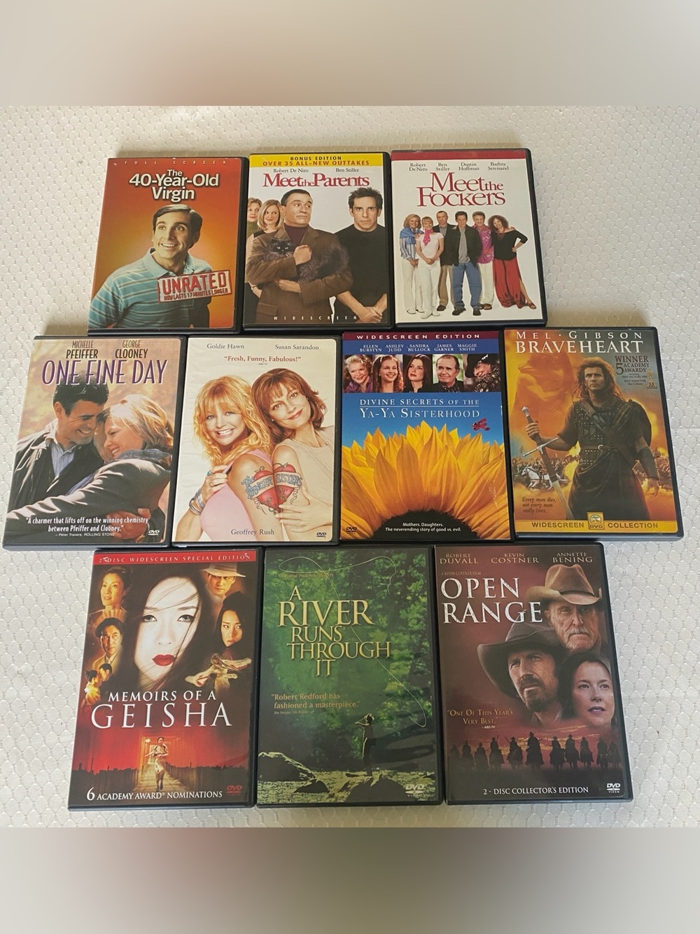 10 Comedy Romance Movie DVD Lot: 40-Year Old Virgin/Meet The Parents/Braveh ...